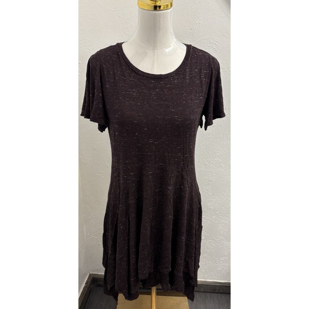 Anthropologie Dolan Melanie Maroon Heather Knit Asymmetrical Dress Size Small